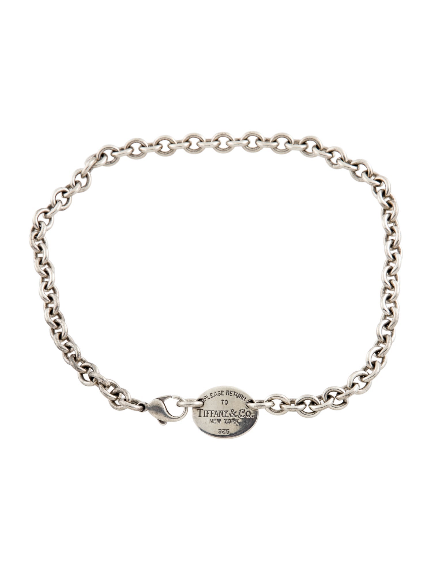 Tiffany & Co. Oval Tag Chain Link Choker Necklace